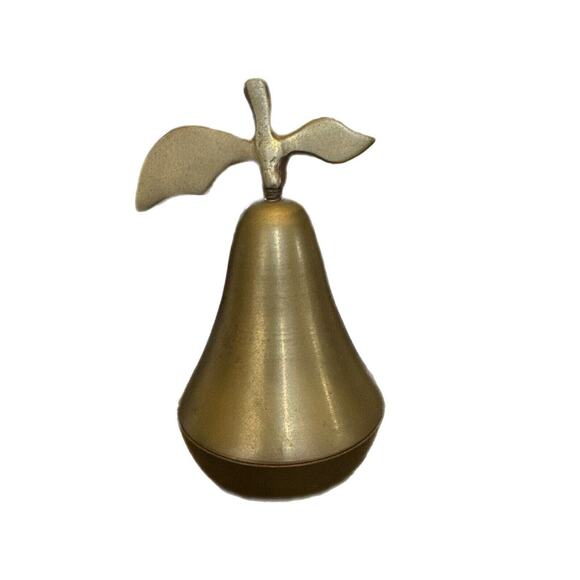 Vintage Brass Pear Shape Trinket Dish Tray 4.75” Tarnished Patina Boho Decor SEE - Picture 1 of 5